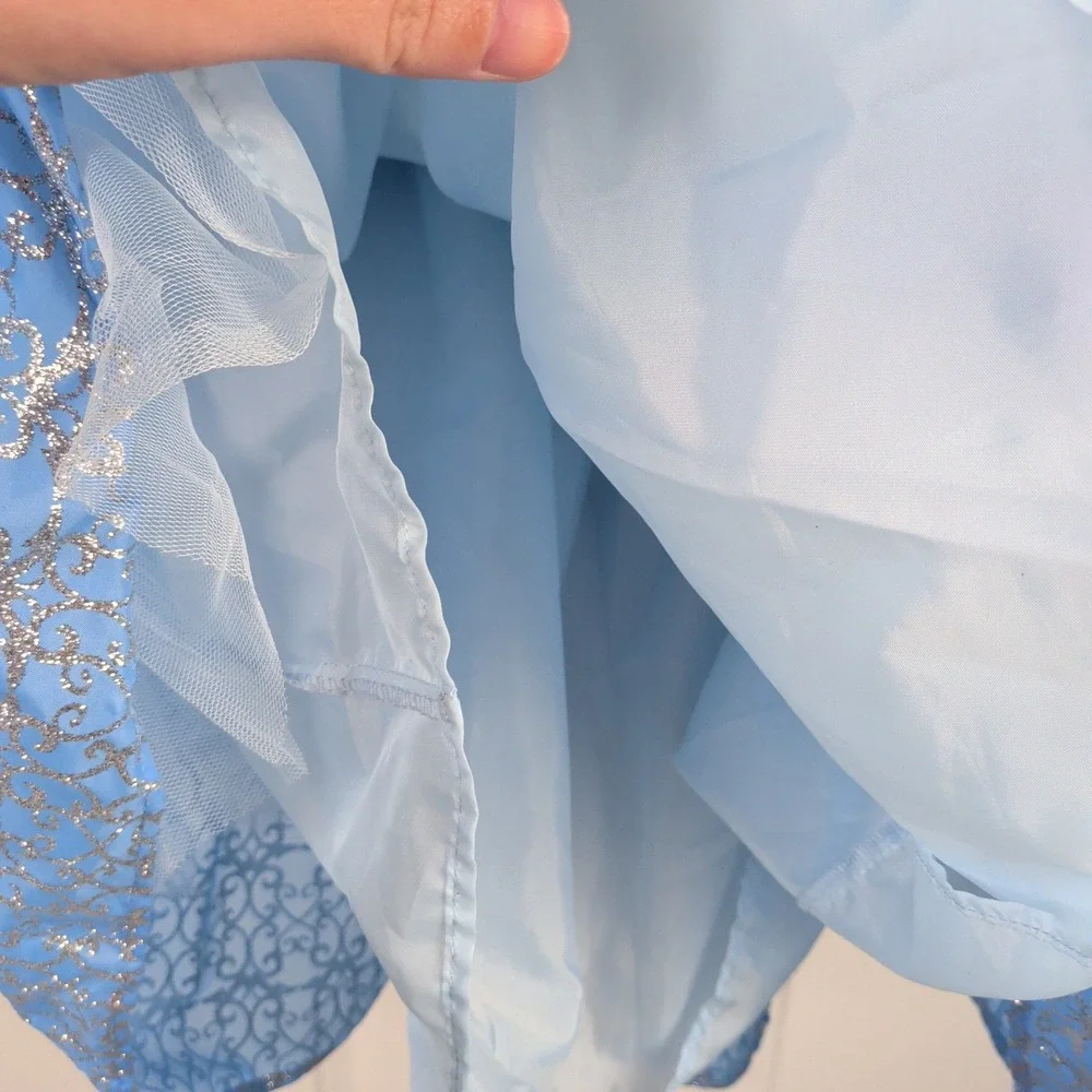 Disney Parks Cinderella Costume Dress with Faux Fur Shrug Set Blue Silver Small